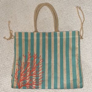 Blue and white beach bag